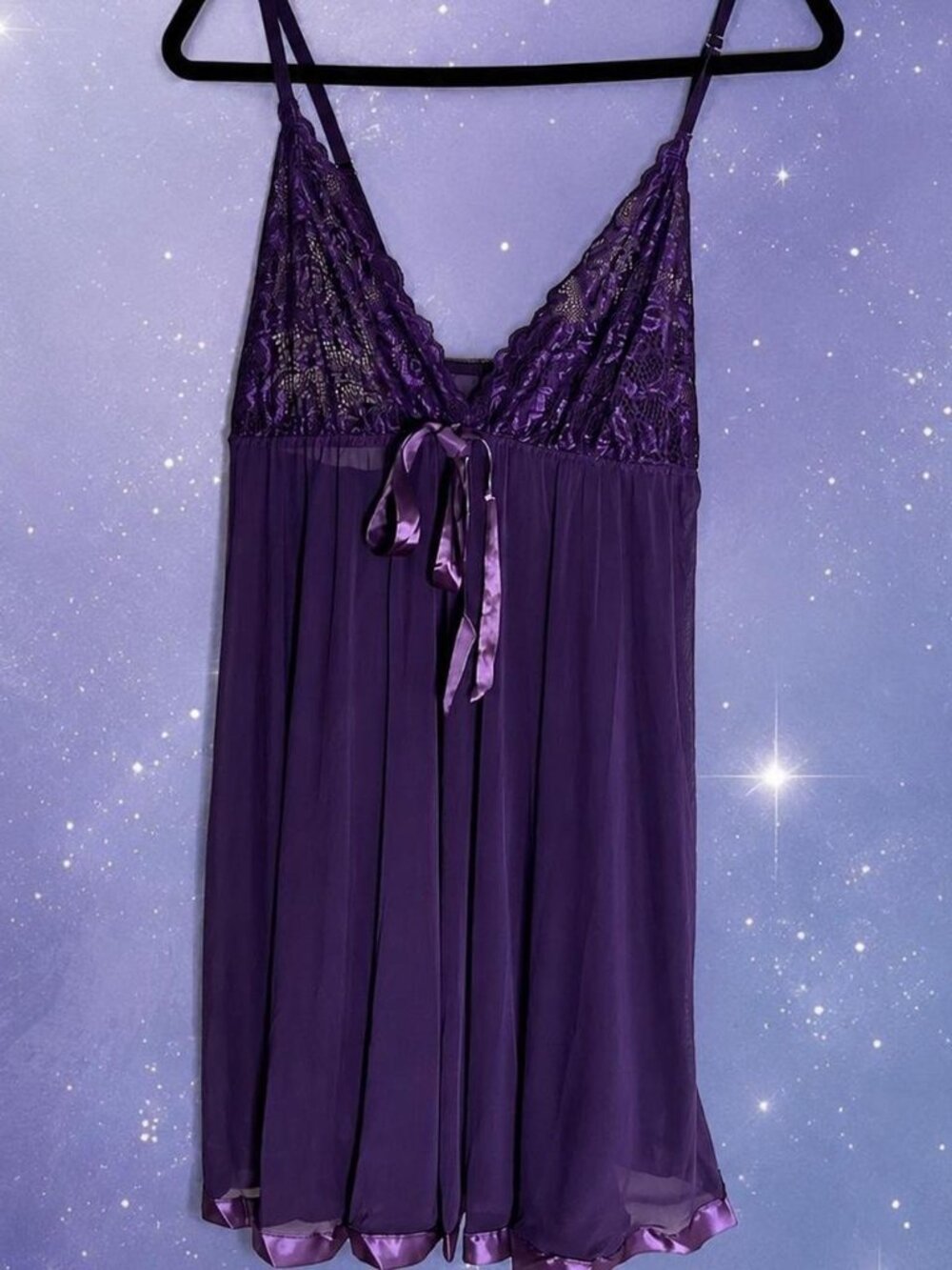 Purple Babydoll Slip Lingerie Dress Avidlove